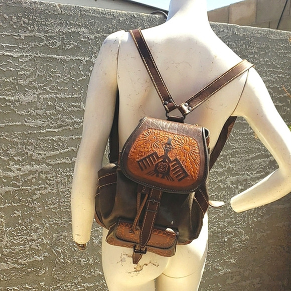 CUSTOM MADE LEATHER AZTEC‎ BACKPACK - Picture 1 of 4